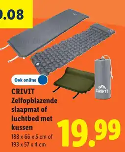 Lidl Crivit Zelfopblazende Slaapmat of Luchtbed met Kussen aanbieding