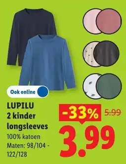 Lidl Lupilu 2 kinder longsleeves aanbieding