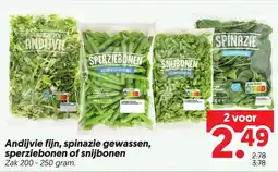Dekamarkt Andijvie fijn, spinazie gewassen, sperziebonen of snijbonen aanbieding