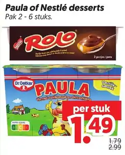 Dekamarkt Paula of Nestlé desserts aanbieding