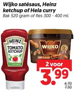 Dekamarkt Wijko satésaus, Heinz ketchup of Hela curry aanbieding