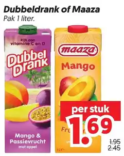 Dekamarkt Dubbel Drank of Maaza aanbieding