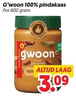 Dekamarkt G'woon 100% pindakaas aanbieding