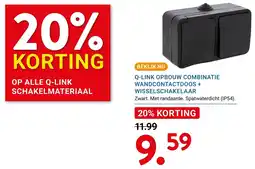 Kluswijs Q-Link Opbouw Combinatie Wandcontactdoos + Wisselschakelaar aanbieding