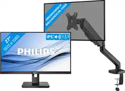 Coolblue Philips 272B1G/00 + BlueBuilt Monitorarm Gasveer voor 1 Monitor aanbieding