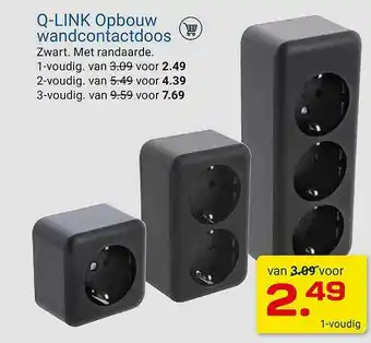 Kluswijs Q-Link Opbouw Wandcontactdoos Zwart aanbieding