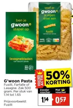 Vomar Voordeelmarkt G'woon Pasta aanbieding