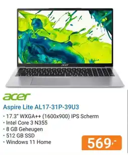Hardware Expert acer Aspire Lite AL17-31P-39U3 aanbieding