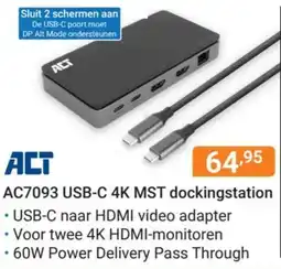 Hardware Expert ACT AC7093 USB-C 4K MST dockingstation aanbieding