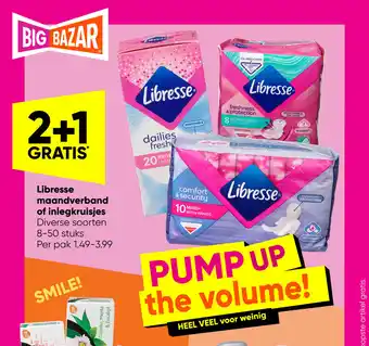 Big Bazar Libresse maandverband of inlegkruisjes 8-50 stuks per pak aanbieding