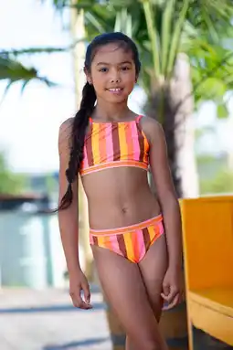 Wehkamp Just Beach crop bikini Florida oranje/roze/geel aanbieding