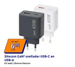 Action Sitecom GaN³ snellader USB-C en USB-A aanbieding
