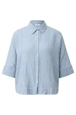Wehkamp s.Oliver Curve relaxed fit gestreepte blouse met vleermuismouwen, Plus Size - lichtblauw aanbieding