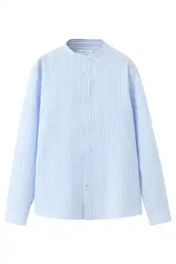 Wehkamp Mango Kids linnen gestreept overhemd - lichtblauw aanbieding