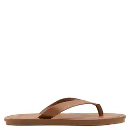 Wehkamp Mango Man leren teenslippers - bruin aanbieding