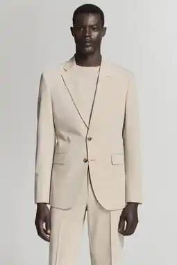 Wehkamp Mango Man slim fit gestreept colbert - lichtbeige aanbieding