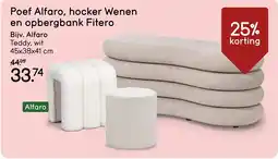 Leen Bakker Poef Alfaro, hocker Wenen en opbergbank Fitero aanbieding