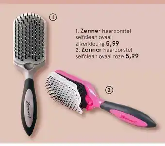 Etos Zenner Haarborstel Selfclean Ovaal Zilverkleurig Of Zenner Haarborstel Selfclean Ovaal Roze aanbieding