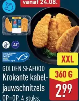 ALDI Golden seafood krokante kabeljauwschnitzels aanbieding