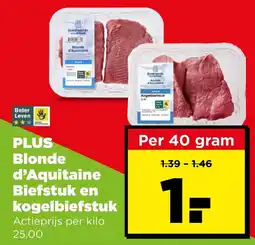 PLUS Plus blonde d'aquitaine biefstuk en kogelbiefstuk aanbieding