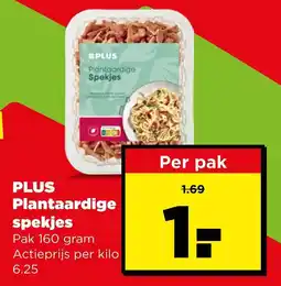 PLUS Plus plantaardige spekjes aanbieding