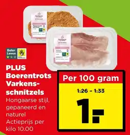 PLUS Plus boerentrots varkensschnitzels aanbieding