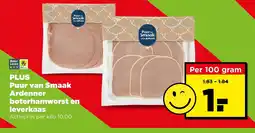 PLUS Plus puur van smaak ardenner boterhamworst en leverkaas aanbieding