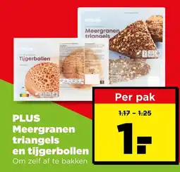 PLUS Plus meergranen triangels en tijgerbollen aanbieding