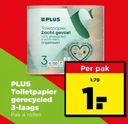 PLUS Plus toiletpapier gerecycled 3-laags aanbieding