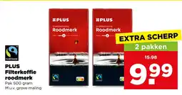 PLUS Plus filterkoffie roodmerk aanbieding