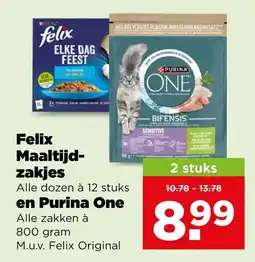 PLUS Felix Maaltijd-zakjes en Purina One aanbieding