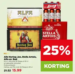 PLUS Alle hertog jan, stella artois, alfa en bud aanbieding