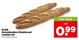 PLUS Plus korenlenders stokbrood rustiek wit aanbieding