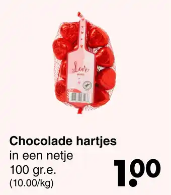 Wibra Chocolade hartjes aanbieding