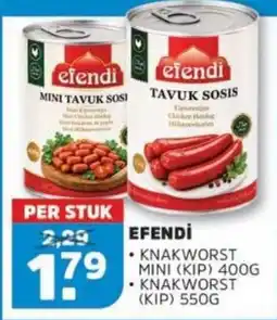 Sahan Supermarkten efendi knakworst mini (kip) 400g aanbieding
