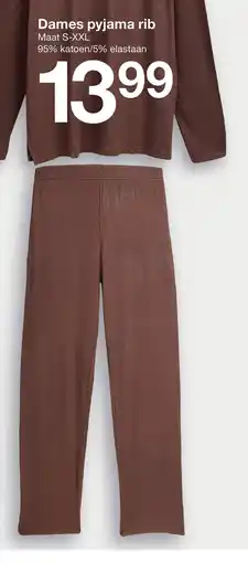 Zeeman Dames pyjama rib aanbieding