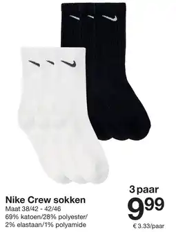 Zeeman Nike Crew sokken aanbieding