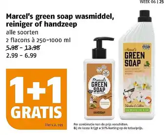 Poiesz Marcel's green soap wasmiddel, reiniger of handzeep aanbieding