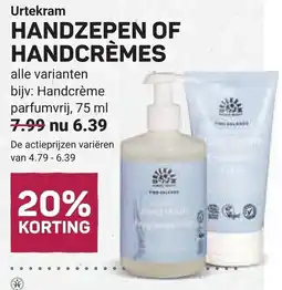 Ekoplaza Urtekram handzepen of handcrèmes aanbieding