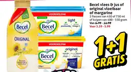Hoogvliet Becel vlees & jus of original vloeibaar of margarine aanbieding