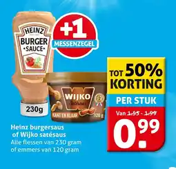 Hoogvliet Heinz burgersaus of Wijko satésaus aanbieding