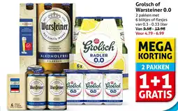 Hoogvliet Grolsch of Warsteiner 0.0 aanbieding