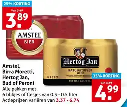 Hoogvliet Alle Amstel, Birra Moretti, Hertog Jan, Bud of Peroni aanbieding