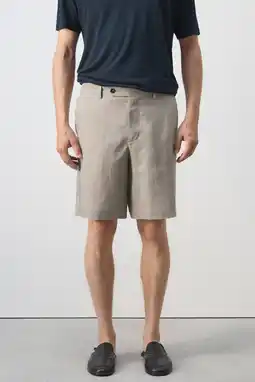 Wehkamp Mango Man linnen regular fit chino short -beige aanbieding