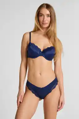 Wehkamp Hunkemöller brazilian Lace & Shine blauw aanbieding