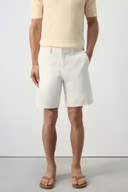 Wehkamp Mango Man regular fit bermuda short met linnen - wit aanbieding