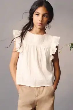 Wehkamp Mango Kids blousetop met borduursels - ecru aanbieding