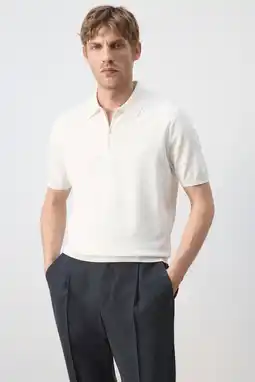 Wehkamp Mango Man slim fit polo - naturel wit aanbieding