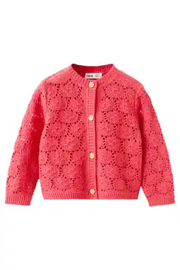 Wehkamp Mango Kids katoenen gebreid vest - roze aanbieding