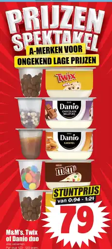 Dirk M&M's, Twix of Danio duo aanbieding